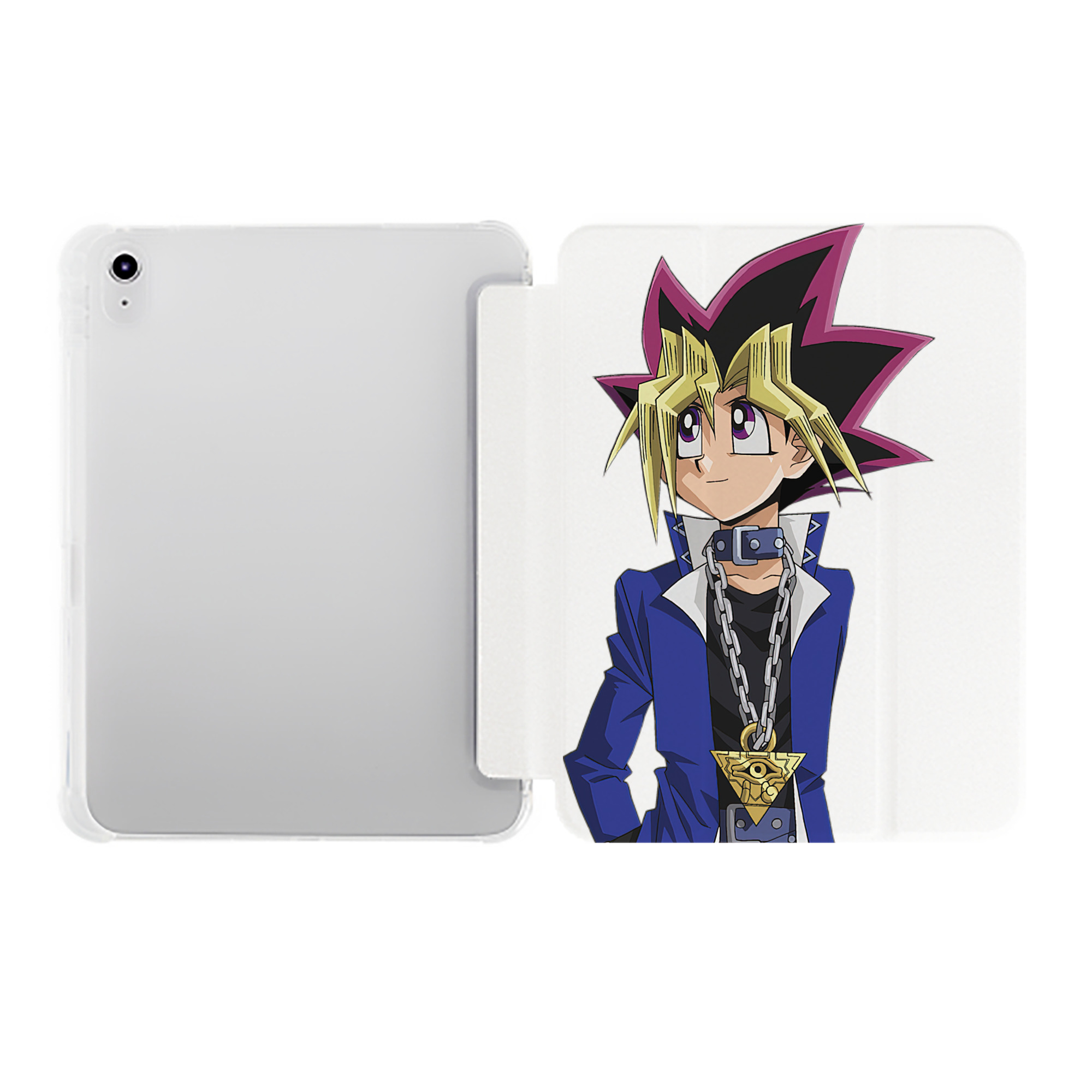 （画像用） 遊☆戯☆王 Yu-Gi-Oh! IPad ケース ペン収納付き 三つ折りスタンド PUレザー×シリコン 対応機種9.5/10.5/10.9インチ